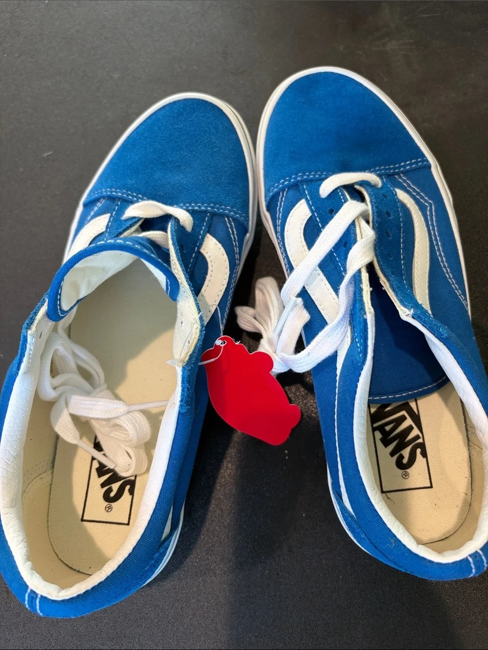 Vans Blue Suede & Canvas Low Top Sneakers with White Stripe brand New